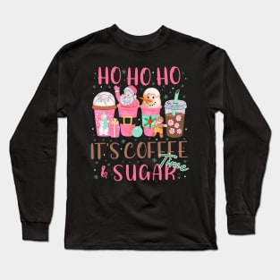 Christmas Coffee Cups with Retro Pink Santa Long Sleeve T-Shirt